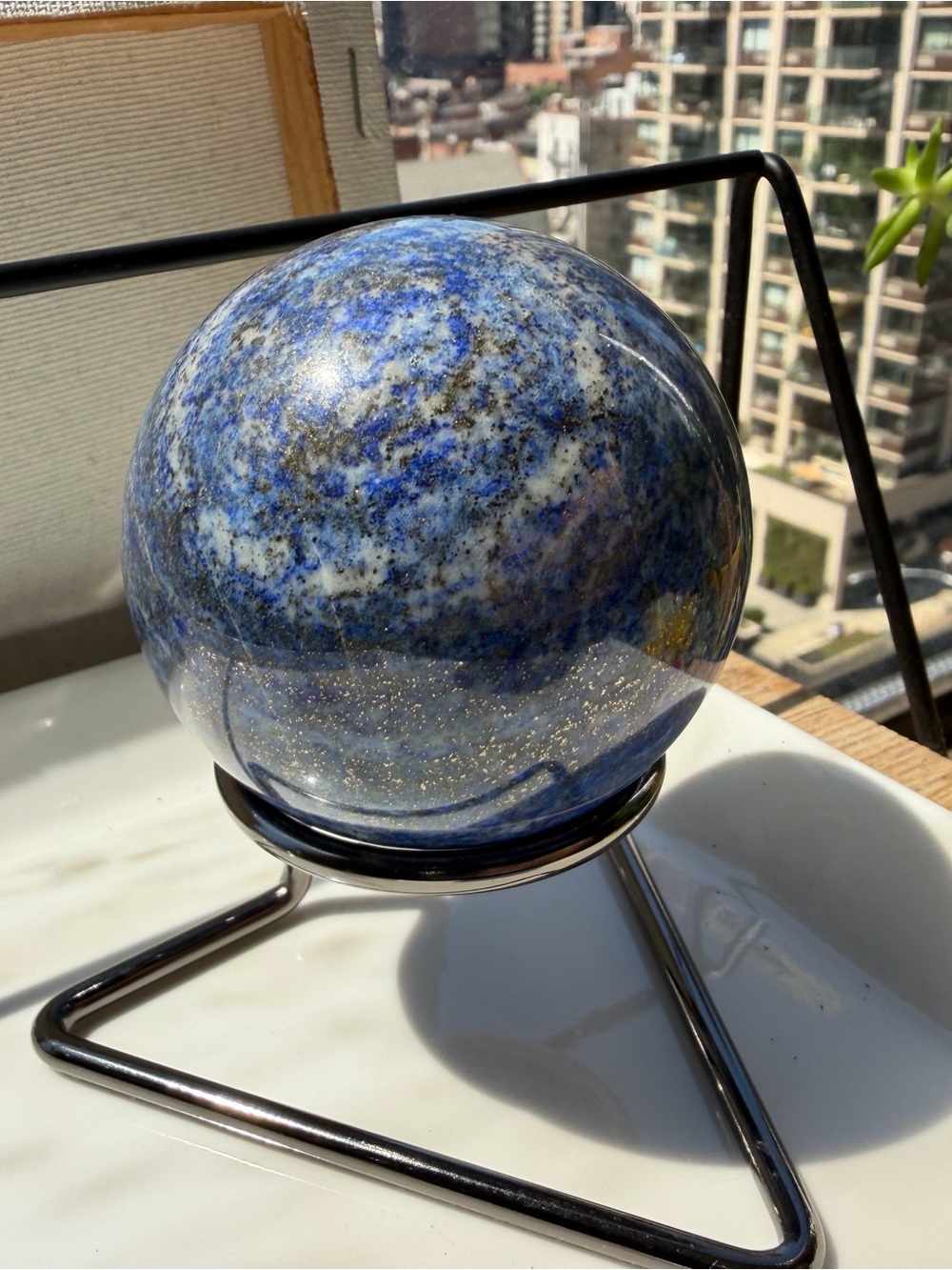 Large Lapis Lazuli Sphere with Stand – Deep Blue Crystal Ball Decor